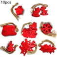 thumbnail image 2 of 10Pcs Wooden  Tree Deer Snowflake Hole Rope Hanging Ornaments Home Decor, 2 of 7