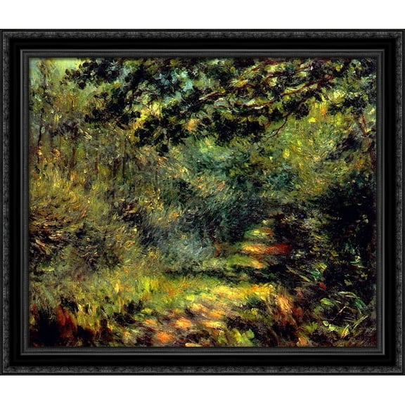 Forest Path 34x28 Large Black Ornate Wood Framed Canvas Art by Pierre Auguste Renoir