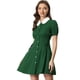 thumbnail image 1 of Vestido Con Botones Y Cordones Con Cuello Peter Pan En Contraste Vintage Para Mujer Verde M, 1 of 5