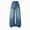 H551-Blue, variant on TOWED22 Girls Baggy Jeans Retro Elastic Waist Zipper Fly Cat Whisker Wide Leg Washed Denim Pants,Black,13-14 Y