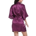 thumbnail image 3 of Sexy Dance Ladies Robe Silky Bathrobe Satin Sleepwear Soft Nightgowns Nightwear Party Pajama Dress Dark Purple L, 3 of 4