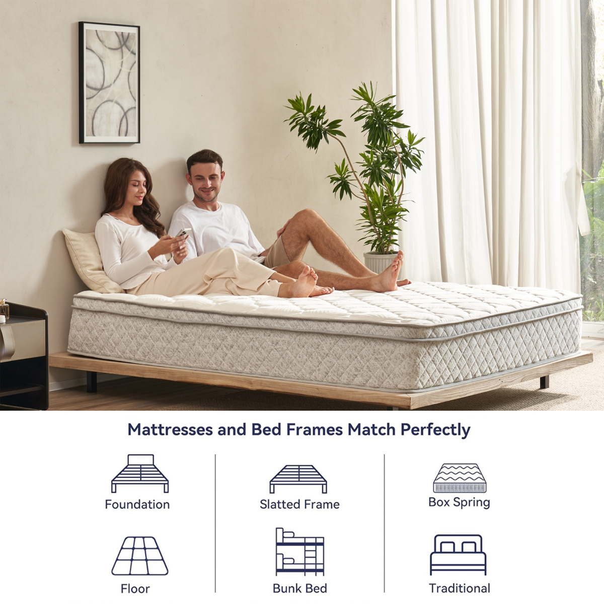 Newboti King Size Mattress,12 Inch Hybrid King Mattress in a Box with Memory Foam and Pocket Spring for Pressure Relief & Comfort Sleep & Zoned Support, Medium Firm,CertiPUR-US & OEKO-TEX BN.3091