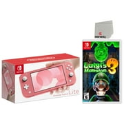 Nintendo Switch Lite 32GB Coral Edition and Luigi's Mansion 3 Bundle - Japan Import with US Plug with Screen Cleaning Cloth