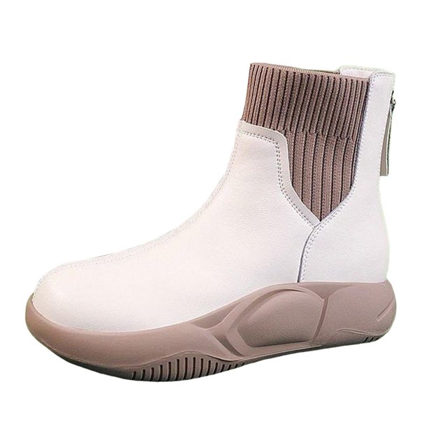 Botas de nieve de invierno para mujer, botines de felpa suave, antideslizantes, cómodos, color nude beis 38 Yuyangstore botas de nieve