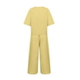 thumbnail image 5 of yardsong Womens Plus Size Cotton Linen Lounge Sets 2 Piece Outfits Linen Set Summer Solid Color Casual Matching Set Wide Leg Pants Suit 2024 Yellow,XXL, 5 of 6