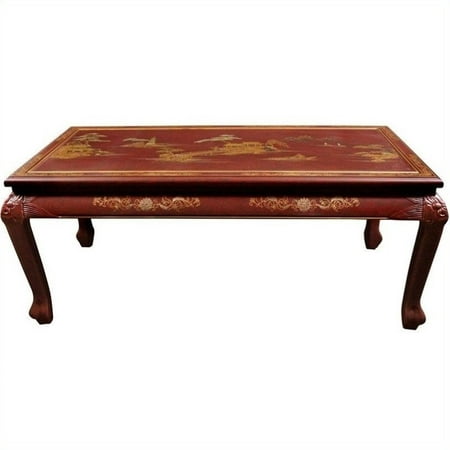 Oriental Furniture Claw Foot Coffee Table, red color, 18.00"H
