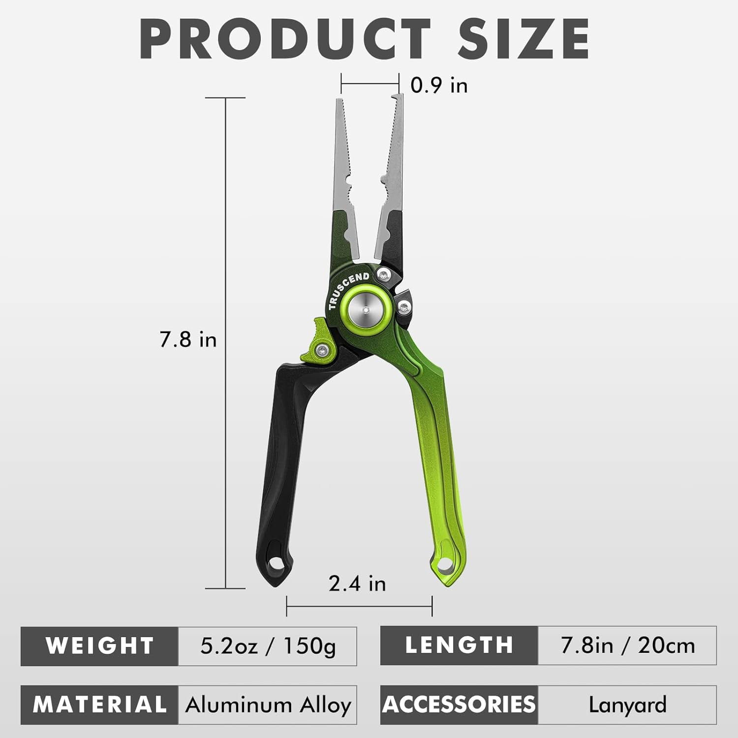 TRUSCEND Lockable Fishing Pliers with High Tungsten Cutter, Innovative Ergonomic Handy Handle, Saltwater Corrosion Resistant Teflon Coated Fishing Tool, Super Light Multi-Function Fishing Gifts