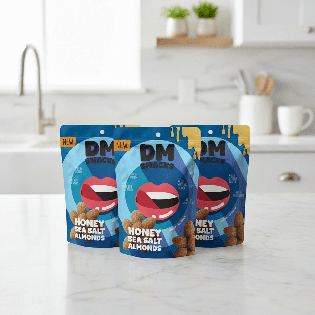 DM Snacks Honey Sea Salt Almonds - 1.5 lbs - 3 Resealable 8 oz Bags - Sweet and Salty Nuts 1.5 lbs