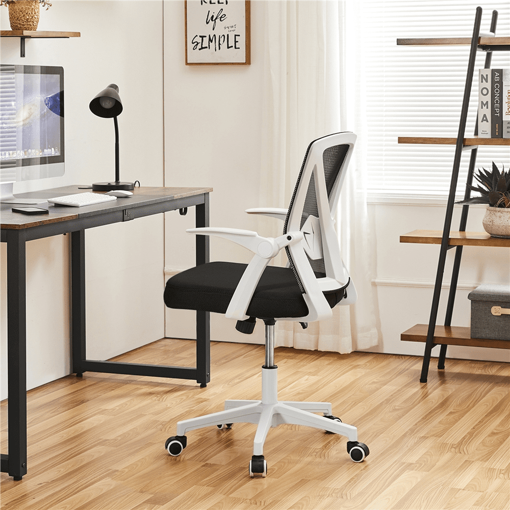 Alden Design Adjustable Ergonomic Mesh Office Chair with 90° Flip-up Armrests for Home Office, White
