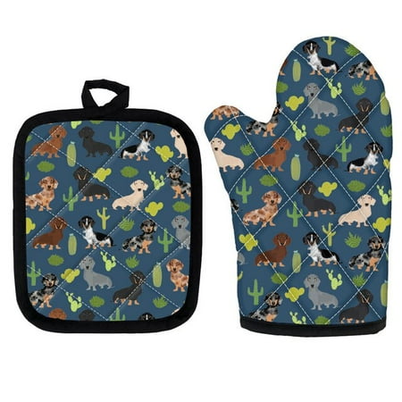 

Colorful Dachshund Dog Printed Oven Glove Heatproof Mitten Oven Mitts and Potholder mat for Kitchen Home Decor News