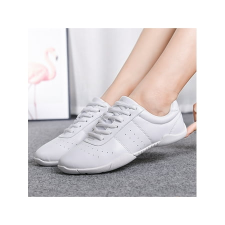 

Eloshman Cheerleading Shoes Youth Girls Comfort Cheer Shoes Competition White Cheer Sneakers for Women White 7