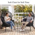 thumbnail image 3 of Dovov Oversized Egg Chair with Thick Cushion, Wicker Lounge Chair Rattan Patio Chair Indoor Outdoor Patio Lounger Basket Chair w/ Steel Frame, 500lbs Capacity, Gray, 3 of 13