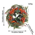 thumbnail image 3 of Holloyiver 15.7In Fall Door Wreath Autumn Maple Leaf Pumpkin Pinecone Harvest Wreath for Front Door Thanksgiving Halloween Decorations Home Decor, 3 of 5