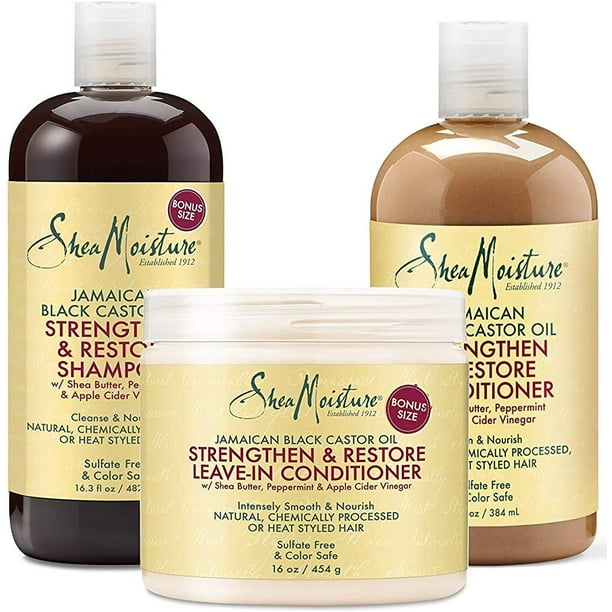 Sheamoisture Shea Moisture Jamaican Black Castor Oil Combination Pack A Strengthen Grow Restore A Shampoo 16 3 Oz Conditioner 13 Oz Leave In Conditionera Nbsp 16 Oz Walmart Com Walmart Com