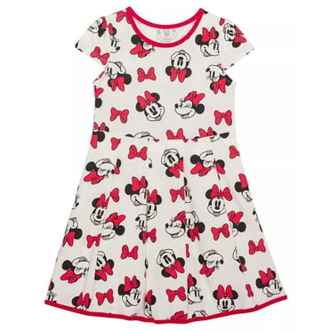 Disney WHITE Toddler Girls Happy Minnie Bow Short Sleeve Dress, US 4T