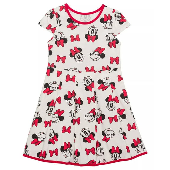 Disney WHITE Little Girls Happy Minnie Bow Short Sleeve Dress, US 6