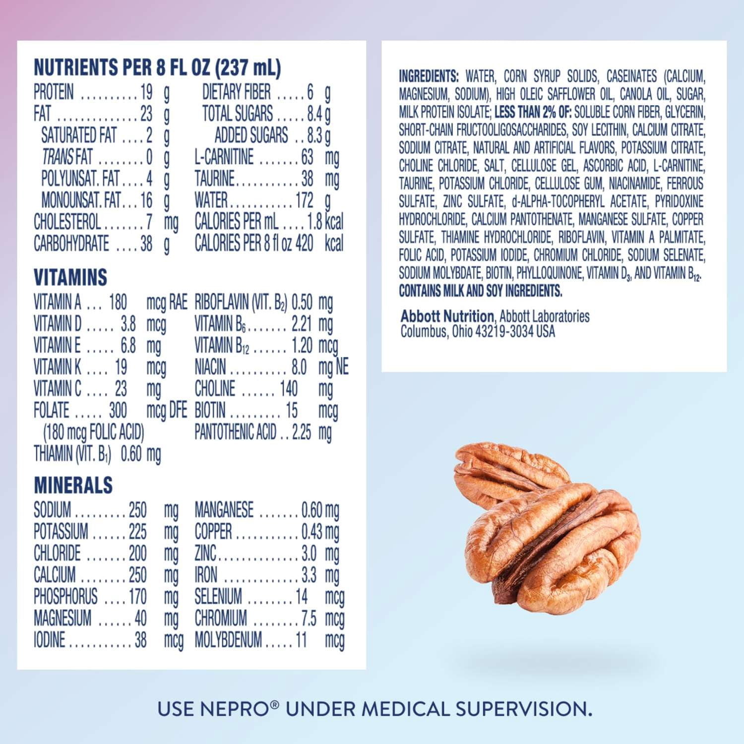 Nepro Nutrition Shake for People on Dialysis, Butter Pecan, 8 fl oz, Pack of 24