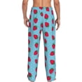 thumbnail image 3 of Uemuo Strawberries Pattern Men's Wide Leg Palazzo Lounge Pants with Pockets Light Weight Loose Comfy Casual Pajama Pants-Large, 3 of 9
