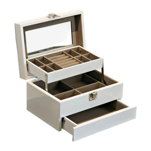 Joyero organizador de joyas de madera multifunción, elegante y ligero, bandeja para anillos de múltiples capas para tocador, pendientes y anillos.