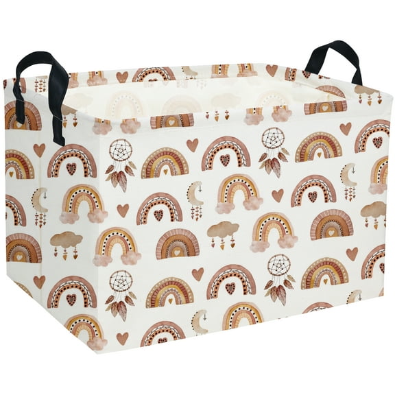 Rectangular Kids Storage Basket,Rainbow Basket,Nursery Storage Bin Organizer with Handles for Kids Room Decor,Shelf Basket,Book Basket.(Rainbow)