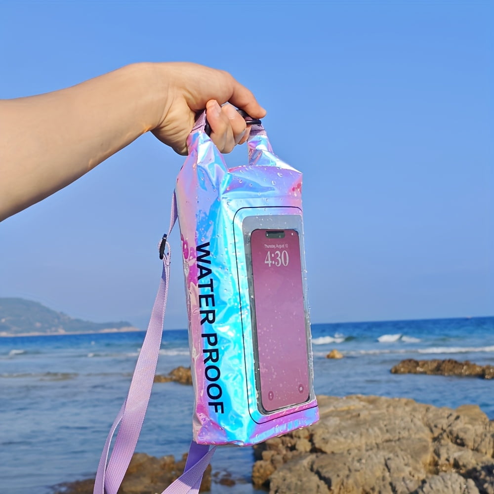 67.63oz/1.32gal Rainbow-Colored Dry Bag for Beaches & Surfing, Swimming, Kayaking, Cell Phone Transparent Dry Pouch, Durable PVC, 5L