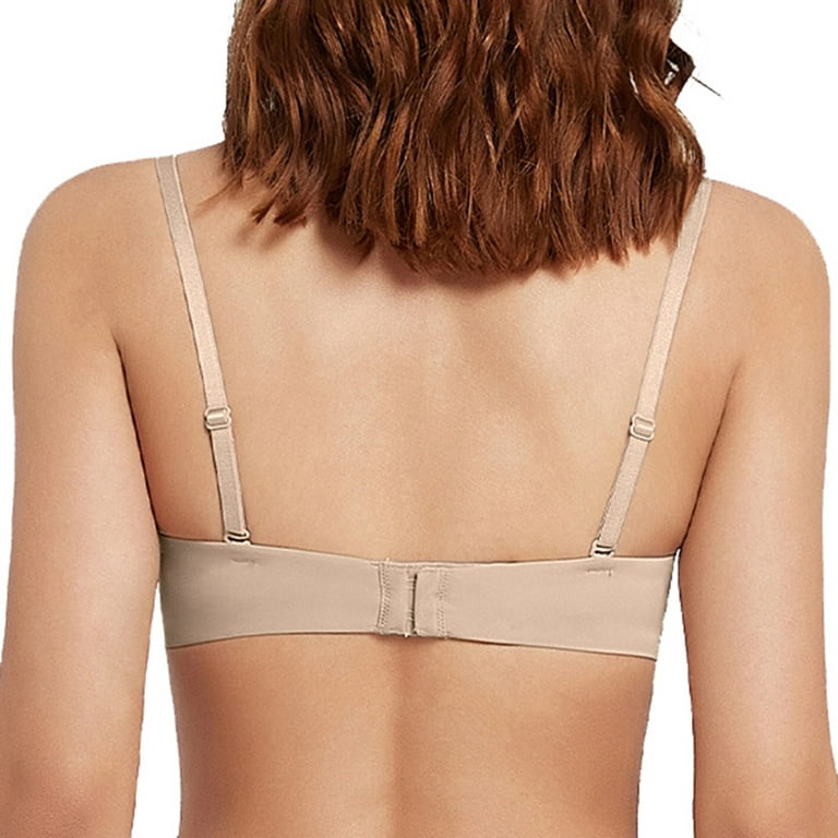 Entyinea Women's Minimizer Bras Seamless Push Up Lace Bra Comfortable  Breathable Base Tops Underwear Beige 75B 