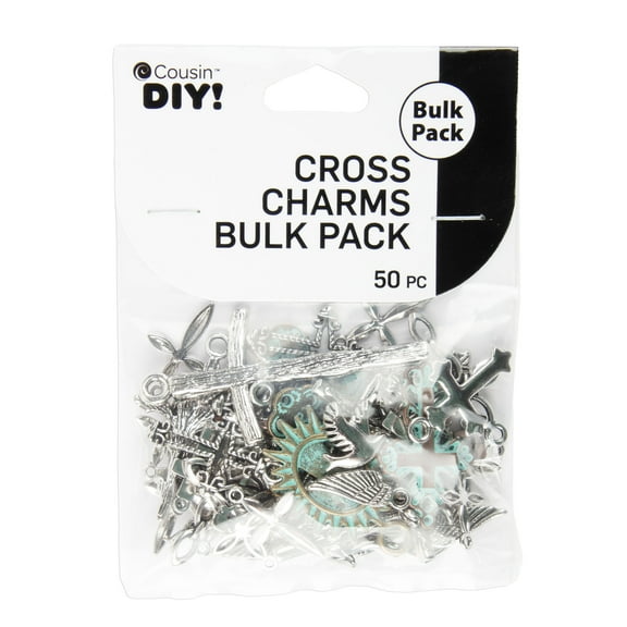 Cousin DIY Cross Bulk Charm Assortment, 50 Piece, Silver/Gold/Patina, Adult, Unisex
