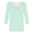 thumbnail image 4 of MIXUE Boho Tops For Women Summer Solid Color Round Neck Short Sleeve Casual Basic Soft T-shirts Outwear,Green,M, 4 of 4