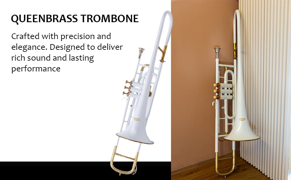 Valve Trombone Bb White brass MADE WITH HARD/CASE MOUTHPIECE GREAT SALE TRUMBONE