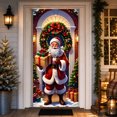 thumbnail image 5 of Christmas Santa Door Cover Gift Box Wreath Snow Scene Hanging Decor For Front Door Porch Holiday Party Home Decoration, 5 of 7