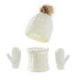 thumbnail image 1 of hirigin Baby Hats Scarves Gloves Set Toddler Boys Girls Bobbles Cap Autumn Winter Warm Twist Knitted Hat Neckerchief Gloves Suit, 1 of 8