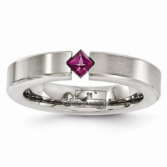 Edward Mirell Titanium Satin Rhodolite Garnet 4mm Band EMR165