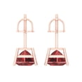 thumbnail image 4 of 3 Ct Princess Cut Studs Red Natural Garnet 14K Rose Solid Solid Gold Everyday Dainty Earrings Screw Back, 4 of 7