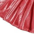 thumbnail image 6 of RYRJJ Women's Shiny Metallic Wet Look Stretchy Flared Mini Skater Skirt High Waisted Nightclub Party Pleated Skirts for Women(Red,S), 6 of 7