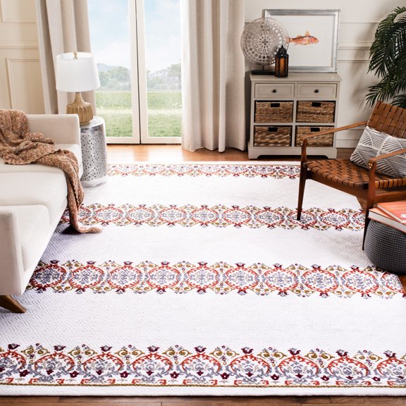 SAFAVIEH Cedar Brook Osmond Floral Striped Area Rug, Ivory/Green, 4' x 6'