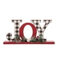 thumbnail image 4 of 11.25" Vibrant Unique "JOY" Wooden Christmas Plaid Table Decor, 4 of 6