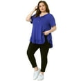 thumbnail image 3 of DARING DIVA Women's Plus V Neck Button Up Ruffled Hem Blouse Tops 4X Royal Blue, 3 of 6