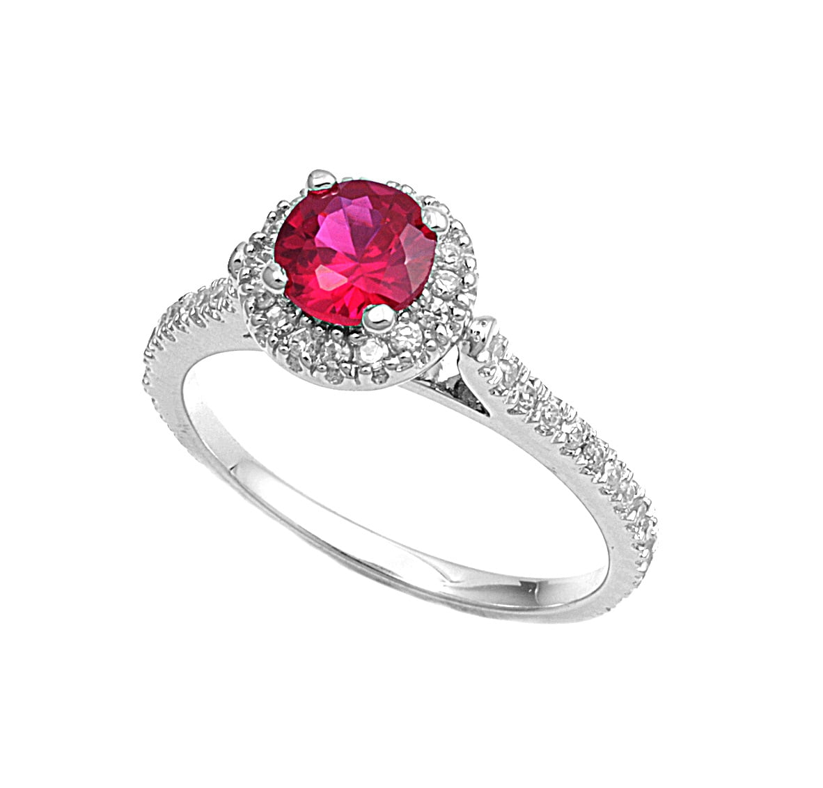 Round Cut Ruby CZ Stone 925 Sterling Silver Ring SSR9