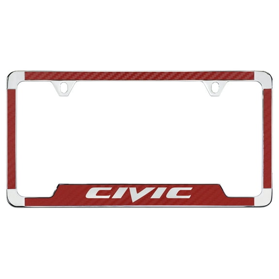 Honda Civic Red Simulated Carbon Fiber License Plate Frame Holder