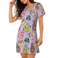 thumbnail image 2 of Kdxio Cute Donuts Pattern Womens Short Sleeve Sleepshirt Scoopneck Cute Nightdress Ruffle Comfy Nightgown, 2 of 6
