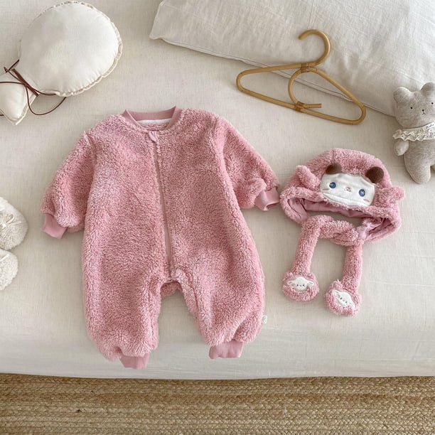 Monos para niños y niñas con estampado de pecho pequeño, con capucha, cálidos e informales, de manga larga, cómodos, de poliéster