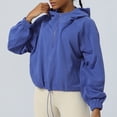 thumbnail image 2 of AherBiu Chandails à Capuchon pour Femmes, Demi-Glissière, Chandail à Enfiler à Cordon, Hauts de Sport Courts avec Poches, 2 of 6