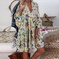 thumbnail image 2 of Youmylove Robes d'Été Décontractées pour Femmes Grande Taille Robe Mini à Manches Longues Col en V Imprimé Ample Robe Florale Robe de Plage Robe d'Invité de Mariage, 2 of 8