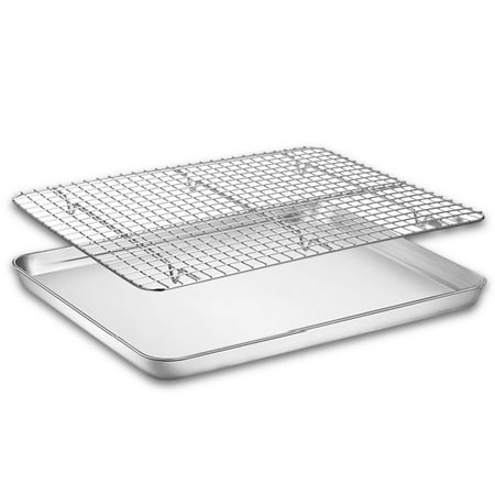 

Tssuoun Baking Sheet Checkered Cooling Rack Chef Stainless Steel Pan Oven Bakeware for Kitchen Cooking 23.5x17.5x2.5cm No.02