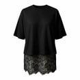 thumbnail image 4 of RMGVDSD Womens Summer Tops Lace Round Neck Loose Fit Casual Tee Shirts Basic T-Shirts Top Soft Comfortable Breathable Blouses Versatile T-Shirts, 4 of 6