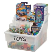 (2 pack) Mainstays 2-Tier Medium Clear Plastic Bin, Multi-Purpose Kitchen Storage and Organization Solution, Well Suited to Storage and Transport