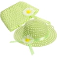 thumbnail image 2 of KAKOWELY 1 juego de sombrero de paja para niñas pequeñas, sombrero de verano, sombrilla, bolso de mano, sombrero de playa de paja, lindo bolso de mano, 2 of 5