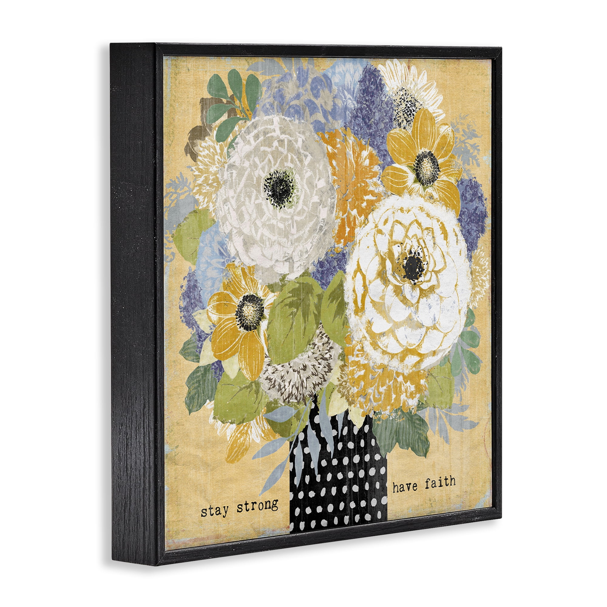 Stupell Industries Stay Strong Have Faith Black Framed Giclee Art, design by Suzanne Nicoll