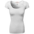 thumbnail image 1 of FashionOutfit Women's Lace Shoulder Short Sleeves Tops, 1 of 3