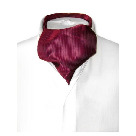 Ascot Tie - Antonio Ricci ASCOT Solid BURGUNDY Ribbed Pattern Color Cravat Men's Neck Tie